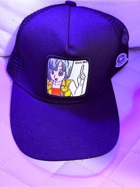 Dragon ball Z Bulma ANIME Trucker Hat BNWOT embroidered patch & Capsulecorp Logo
